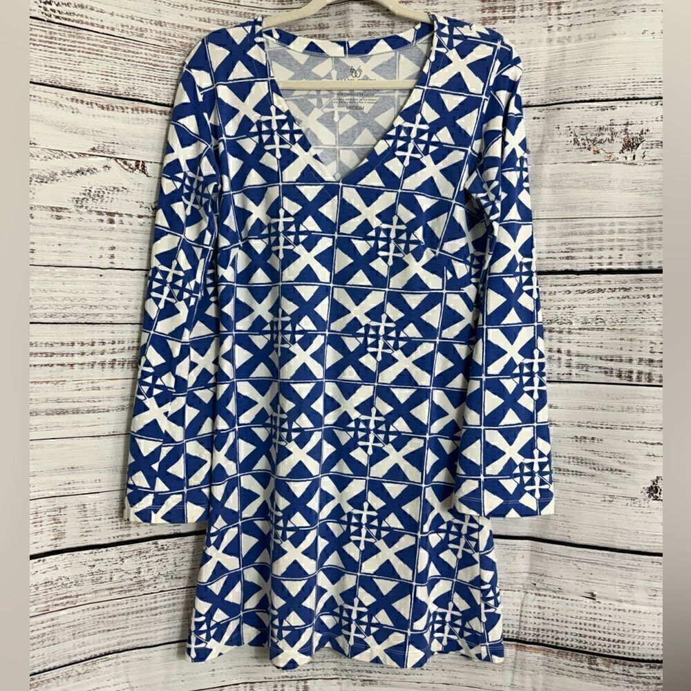 Mahi Gold Dress‎ Womens size Medium Cotton blend Cover up Light Gio print